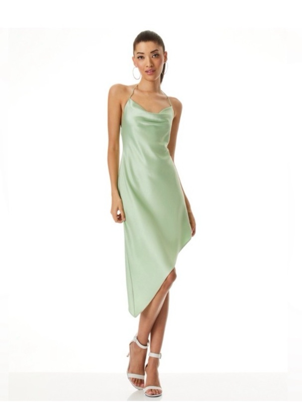 Alice + Olivia Harmony Drapey Asymmetrical Midi Dress